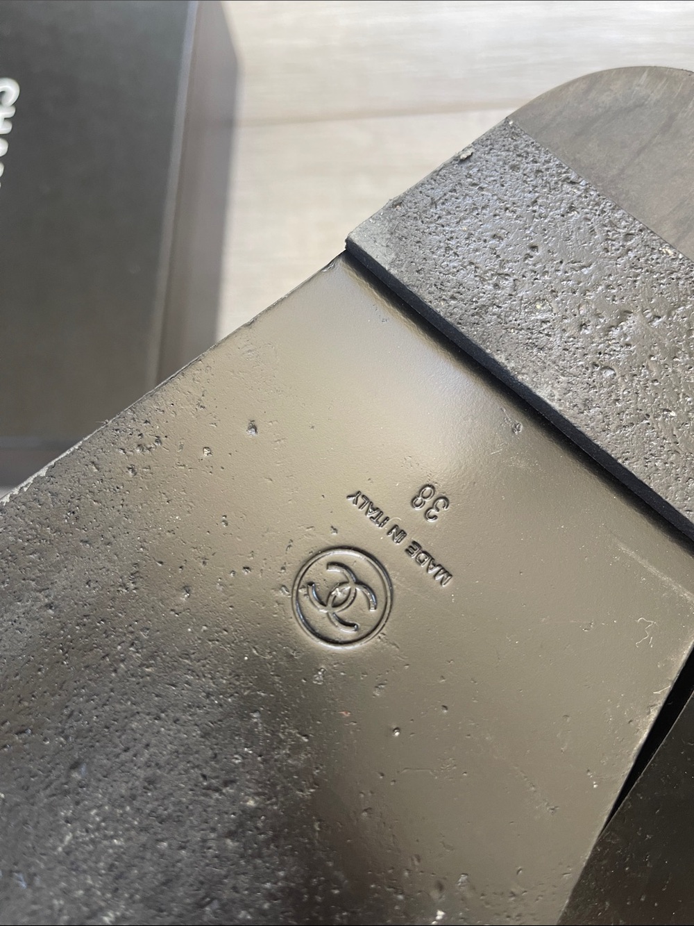 Chanel Grained Calfskin Velcro Sandal/ Slides - Picture 8 of 12